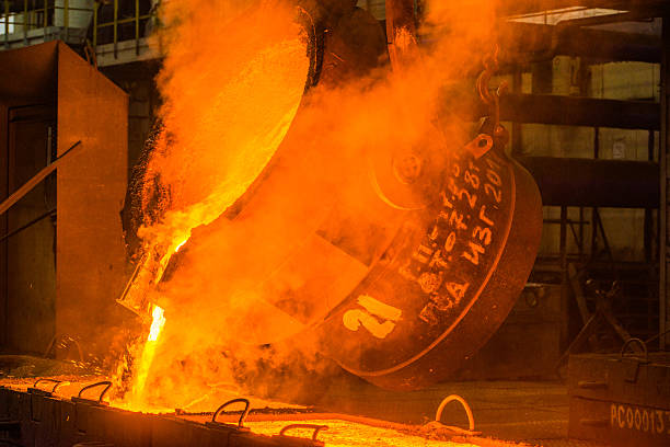 Hot steel pouring at the steel plant Hot steel pouring at the steel plant