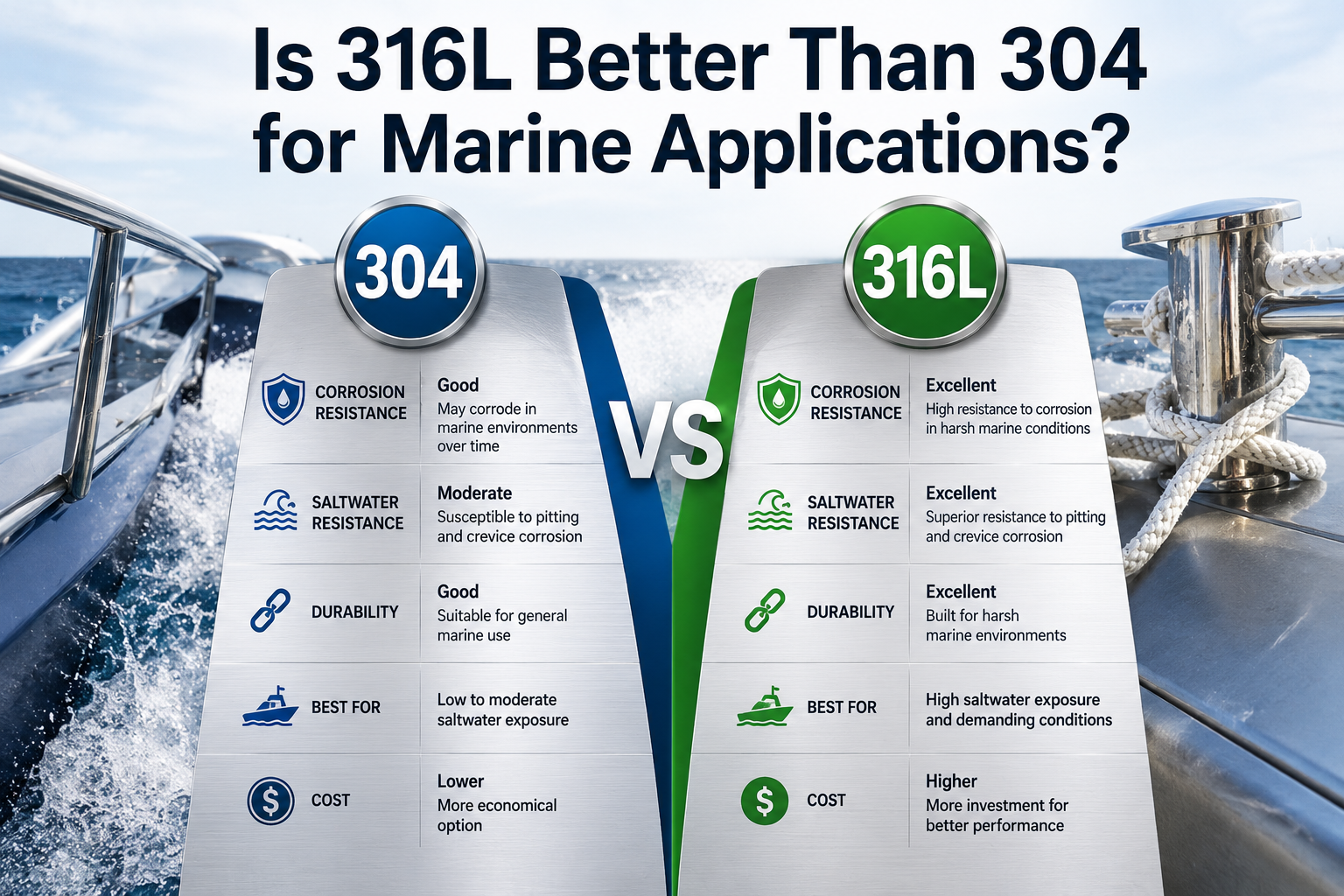 is 316L better than 304 for marine applications