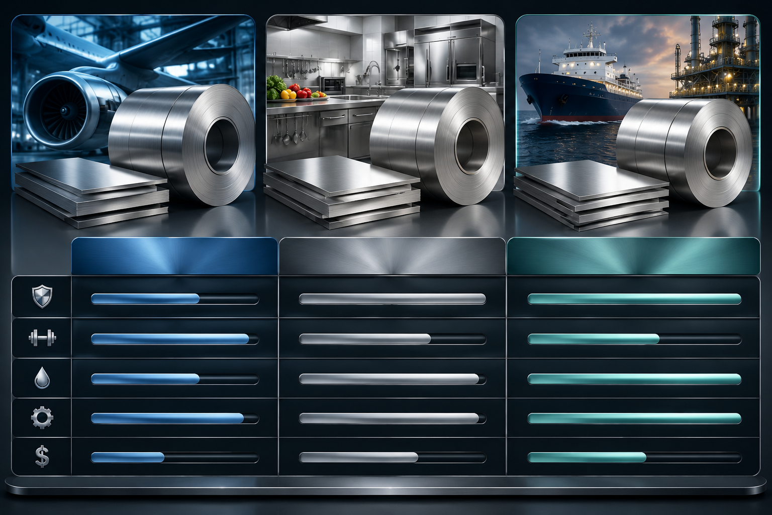 Stainless Steel Grade Comparison Chart 301 vs 304 vs 316
