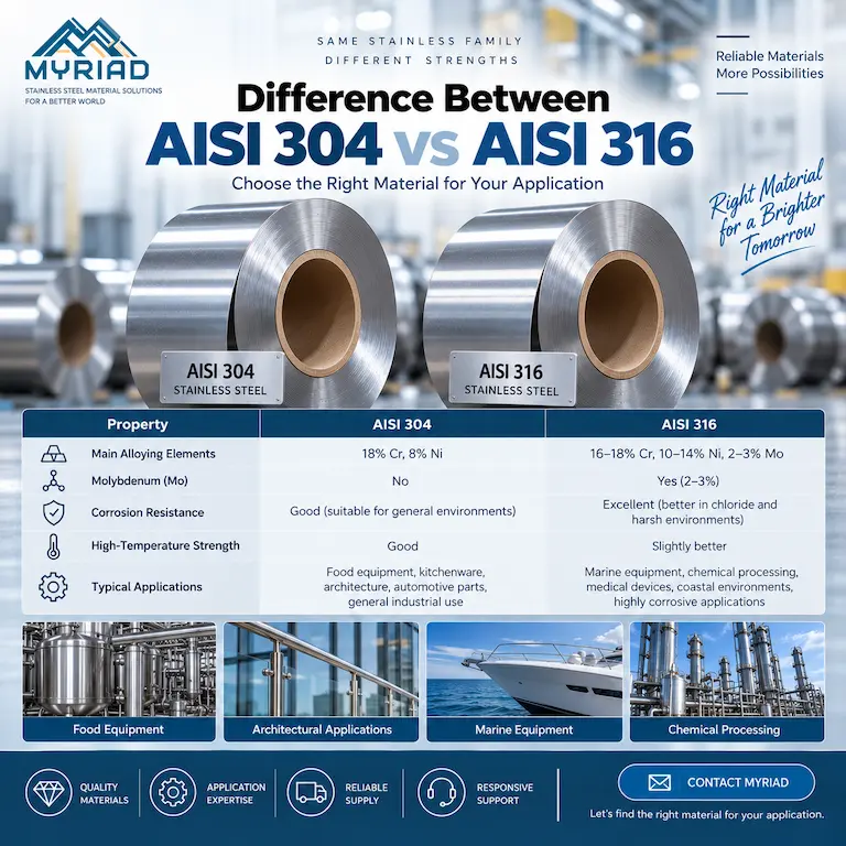 Difference Between AISI 304 and AISI 316