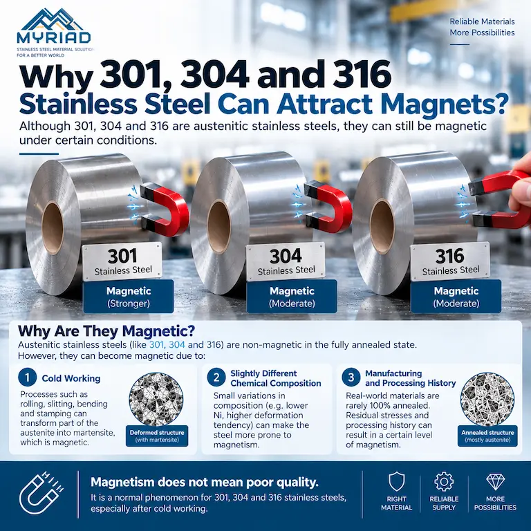 Magnetic Stainless Steel- Why 301 304 and 316 Can Attract Magnets